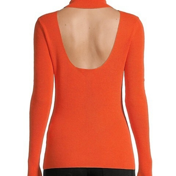 Ganni orange LIGHT MERINO KNIT open back turtleneck